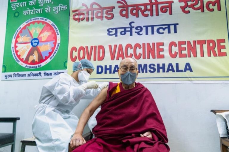 85-year-old Dalai Lama Takes First Dose of Coronavirus Vaccine in Himachal Pradesh
