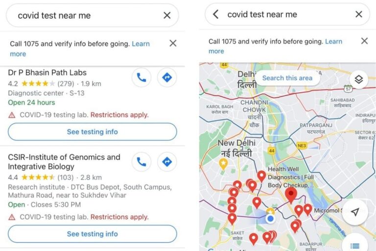 How to Find COVID-19 Test and Vaccine Centre Info in India via Google Maps