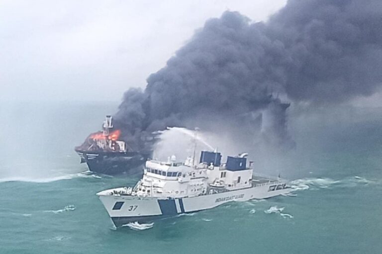 Operator of Ship That’s on Fire off Sri Lanka’s Coast Wanted to Leave Leaking Chemical Container in India