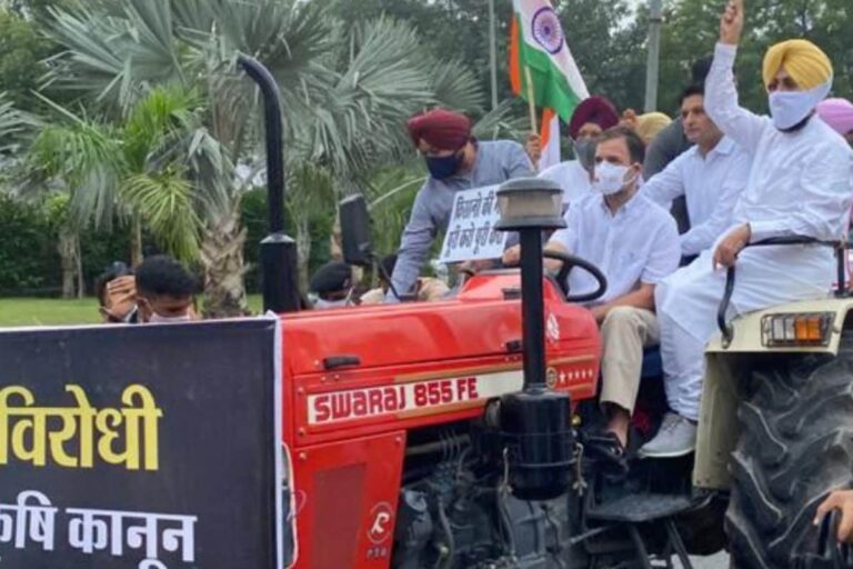 Rahul Gandhi Drives Tractor, Cong Agenda to Parliament to Protest ‘Black’ Farm Laws