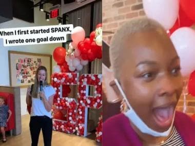 Spanx CEO Sara Blakely surprises employees with first-class plane tickets and $10,000 in cash