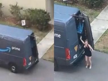 Amazon deliveryman in Florida fired after video of woman emerging from his van goes viral