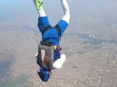 Watch: Man breaks skysurfing record by doing 160 helicopter spins above pyramids of Giza