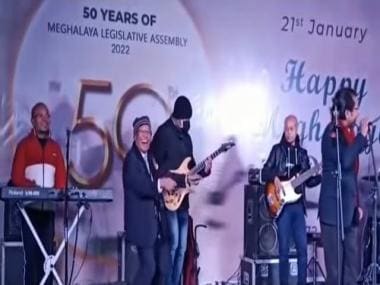 Watch: Meghalaya’s top political leaders sing ‘yeh dosti’ at 50th Statehood Day event