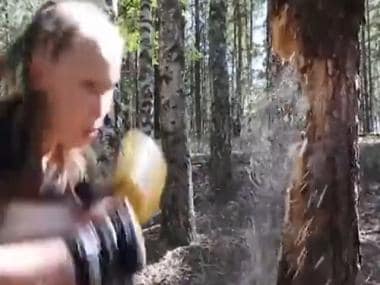 ‘World’s strongest girl’: Russian boxer knocks down tree with lethal punches, watch viral video here