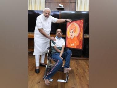 PM Modi meets specially-abled painter Aayush Kundal, calls him source of inspiration