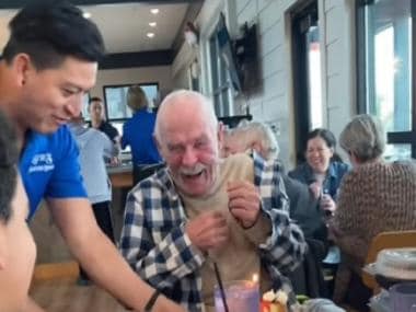 Watch: Viral video of 85-year-old overwhelmed on receiving birthday cake