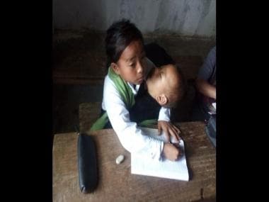 Manipur’s 10-year-old girl attends school while babysitting her sister; minister extends support