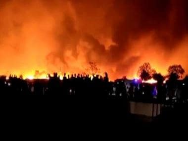 WATCH: Huge fire in Gurugram’s Manesar sparked by dust storm in Delhi-NCR, shanties gutted, gas cylinder explosions heard