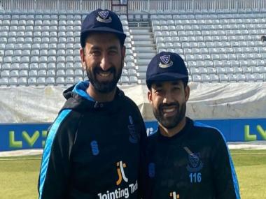 ‘Treat to watch these two playing together’: Twitterati overjoyed as image of Sussex teammates Pujara and Rizwan go viral