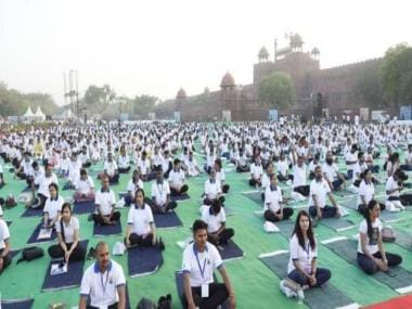 In pics: Lok Sabha Speaker Om Birla, Union Minister Meenakshi Lekhi, others celebrate Yoga Utsav at Red Fort