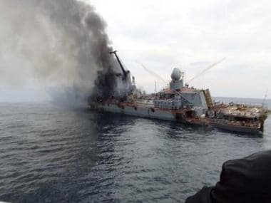 Dramatic images of sinking Russian warship Moskva surface online