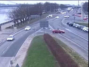 Watch: Parked car slides down busy road, plunges into river in Europe; video goes viral