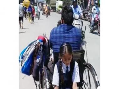 Watch |Differently-abled father drops kids to school on tricycle, see video here
