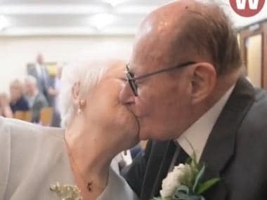 Watch: 95-year-old man gets married for first time in same church he first met his wife; video goes viral