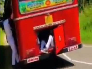 Watch: People cling to bus amid fuel shortage in Sri Lanka