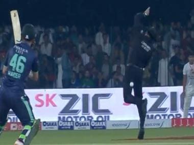 Watch: Aleem Dar gets hit on the leg by a Haider Ali shot during 6th Pakistan-England T20I