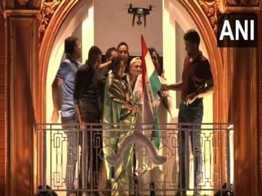 Sourav Ganguly waves tricolour from 'Lord's balcony' in Kolkata Durga Puja pandal