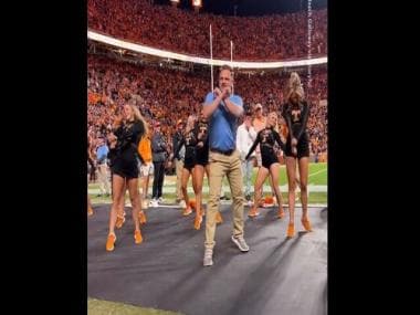 Viral video: Man dressed as ‘security guard’ joins cheerleading squad to show off his dancing moves