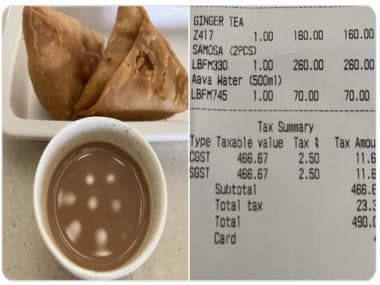 Woman pays Rs 490 for tea, two samosas, a bottle of water; shares ‘shocking’ bill