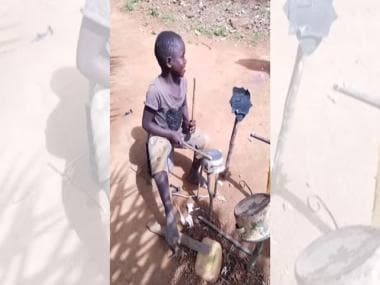 Little boy shows unique drum skills on scrap materials and empty vessels; video wins internet