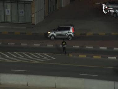 Watch: Fan runs away with ball during ILT20 match as massive six lands on road